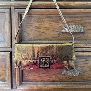 Escada Bronze leather shoulder bag with adjustable strap